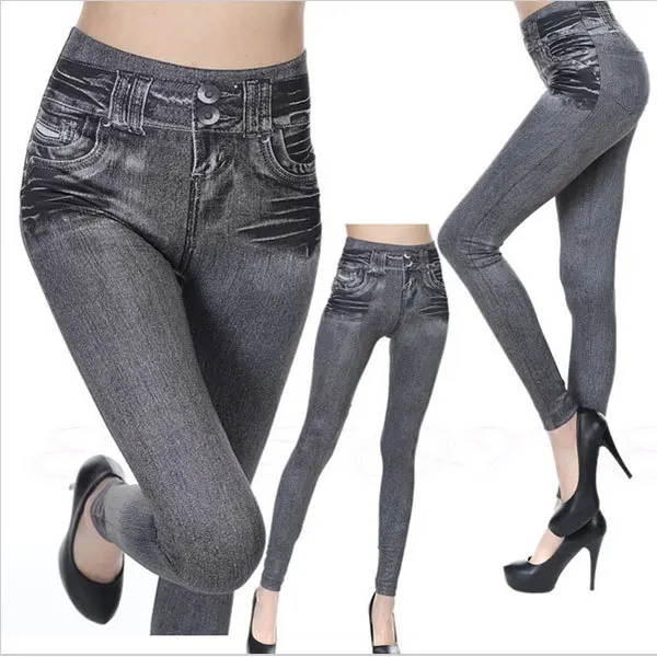 Леггинсы Ogilvy Mather женские из искусственной лосины джинсовой ткани пикантные