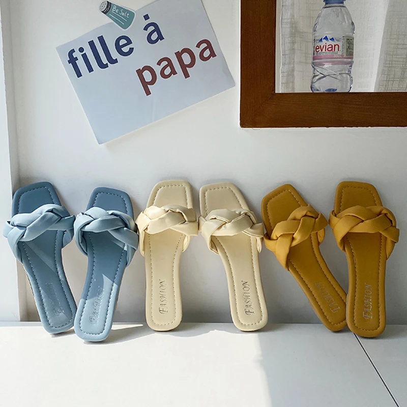 

OIMG Women Slippers New Summer Sandals Women Shoes Open Toe Outsides Beach Sandal Flat Flip Flop Slip On Slide Sandal