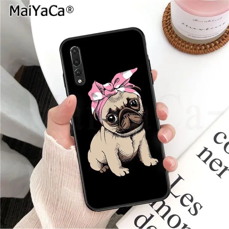 Мягкий черный чехол для телефона MaiYaCa с изображением французского Щенка Мопса