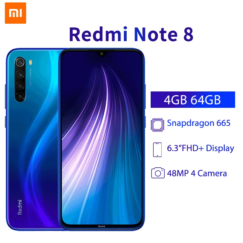 Xiaomi Redmi Note 8 смартфон с четырёхъядерным процессором Snapdragon 665 ОЗУ 4 Гб ПЗУ 64