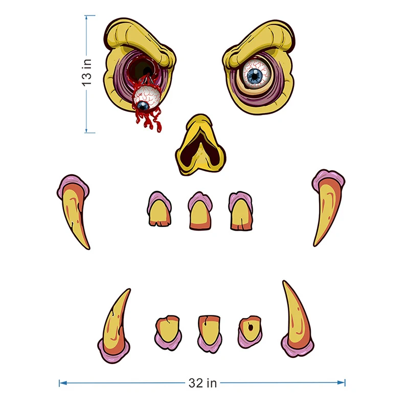 Хэллоуин Монстр ужас глаза клыки наклейка с изображением лапы художественный