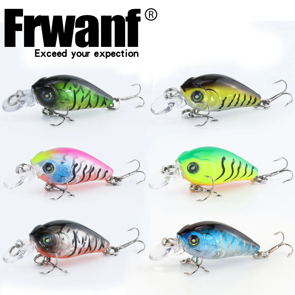 

Frwanf Crankbait CSC001 Fishing Lure 6PCS 3.3G 47mm 0.3-0.9M Wobblers hard Bait Bass Lure Sharp Hooks Saltwater carp Fishing