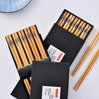 5 pairs handmade tableware chopsticks tool pack gift japanese chopsticks natural sticks style bamboo set for kitchen home hotel