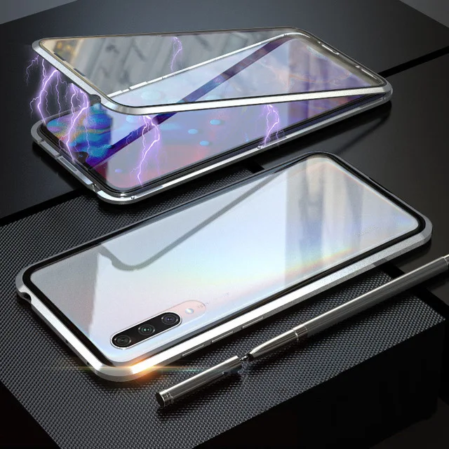 Серебристый Защитный металлический магнитный чехол для Huawei Honor 9X20 Pro P30 pro с двойной стороной из закаленного стекла Nova 4 5 5i 5Pro - Цвет: Серебристый