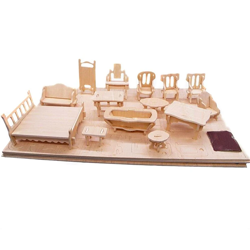 Миниатюрный 1:12 кукольный домик мебель для кукол мини 3D деревянная головоломка DIY строительные модели игрушки для детей подарок от AliExpress WW