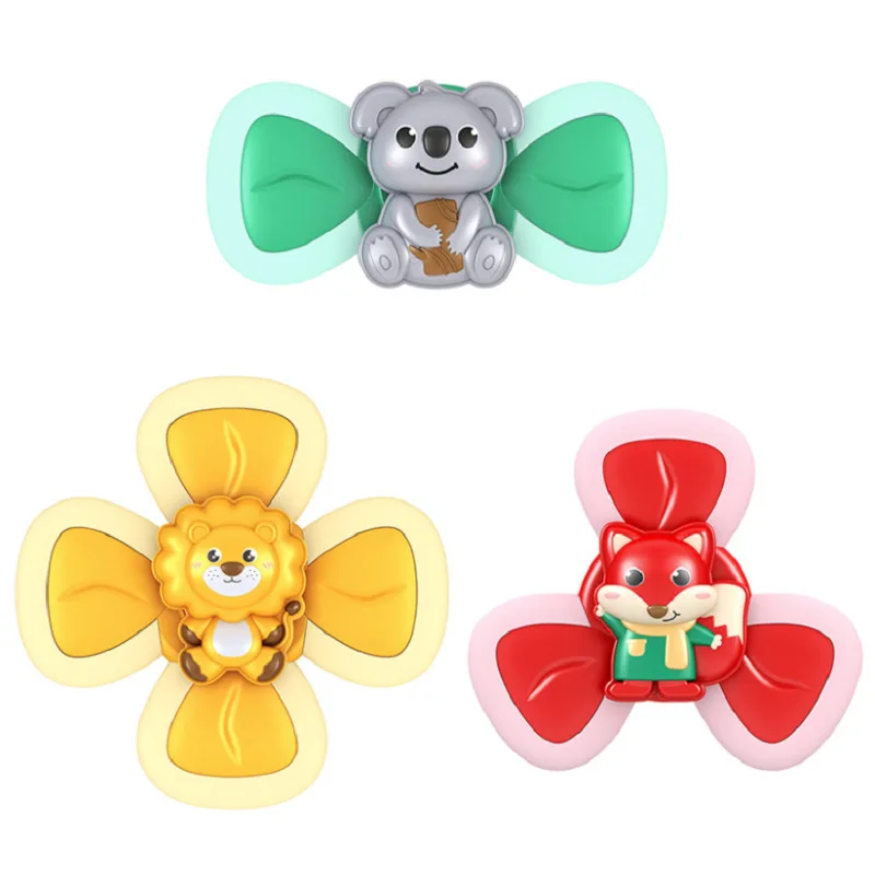 

3pcs Baby Bath Toys For Kids Spinner Toy Cartoon Animal Rotating Suction Cups Eating Suction Cups Dining Chairs Toys For Baby