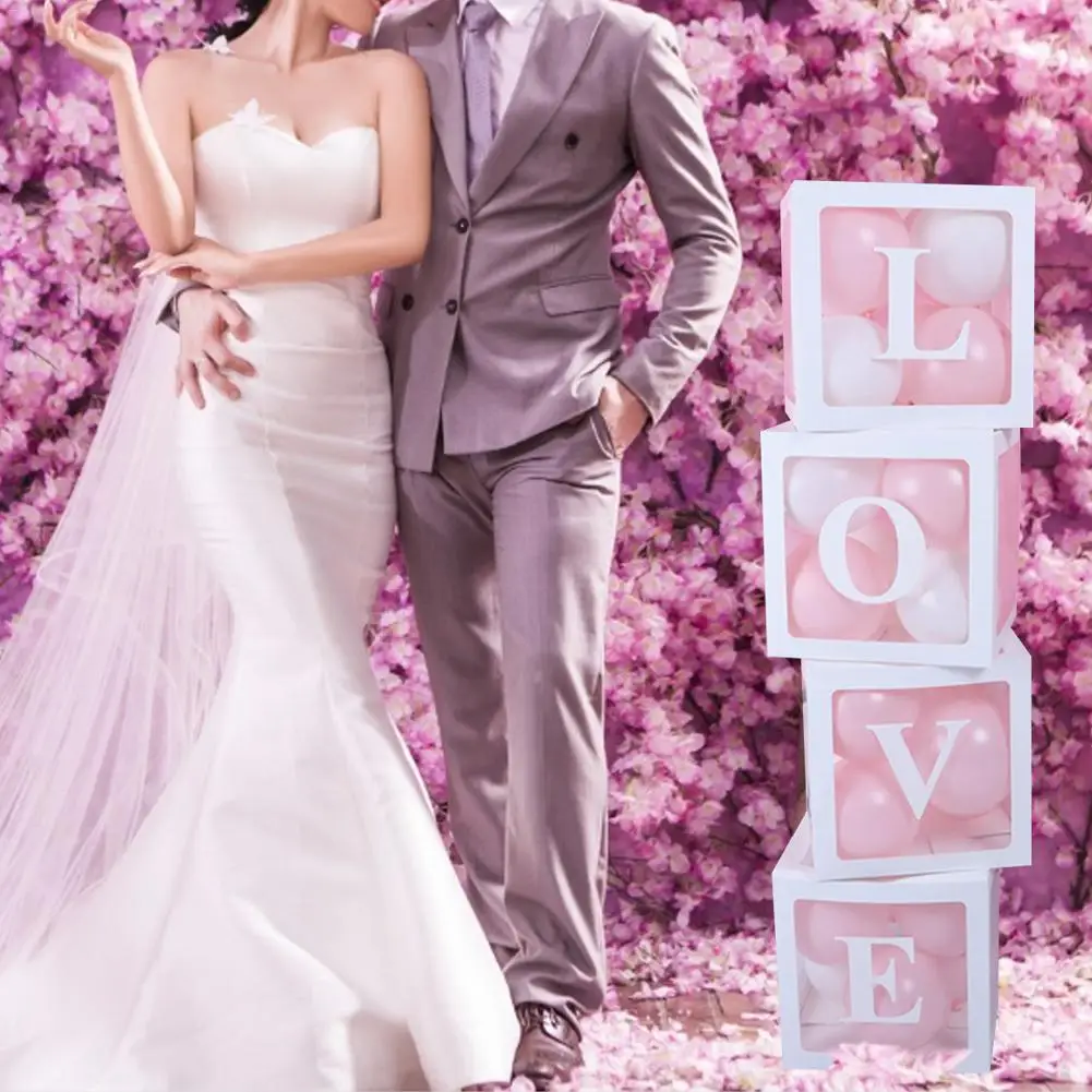 4 шт Алфавит прозрачная упаковочная коробка Свадебный шар Свадьба День Рождения