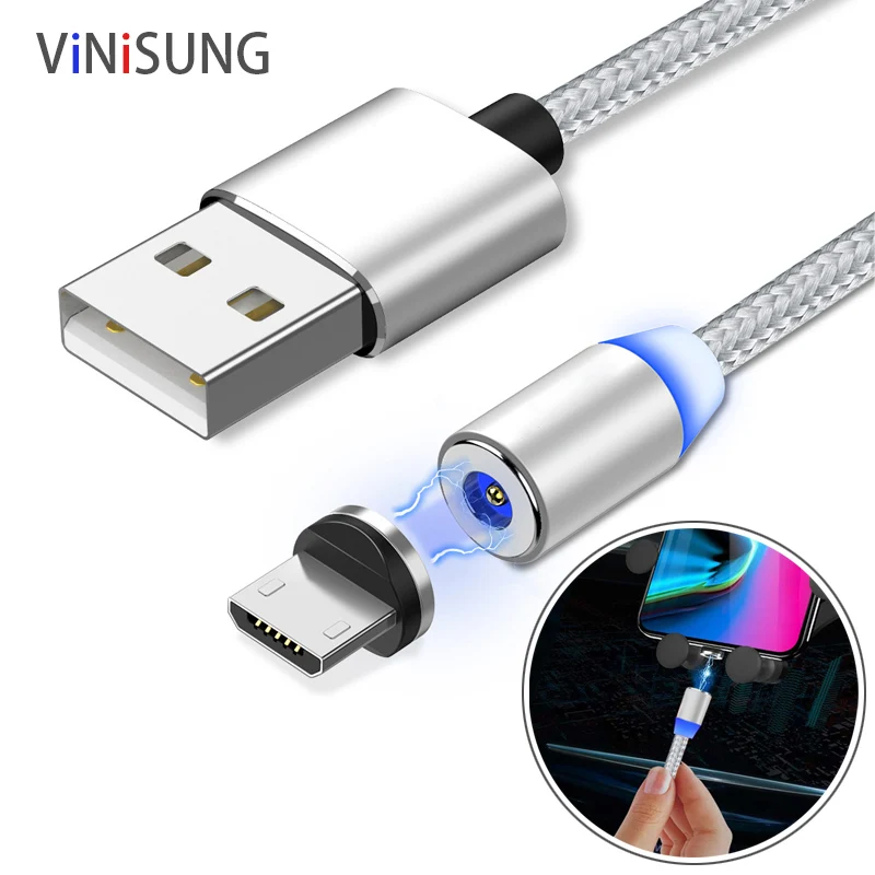 Магнитный USB кабель VINISUNG нейлоновый для быстрой зарядки и передачи данных Samsung