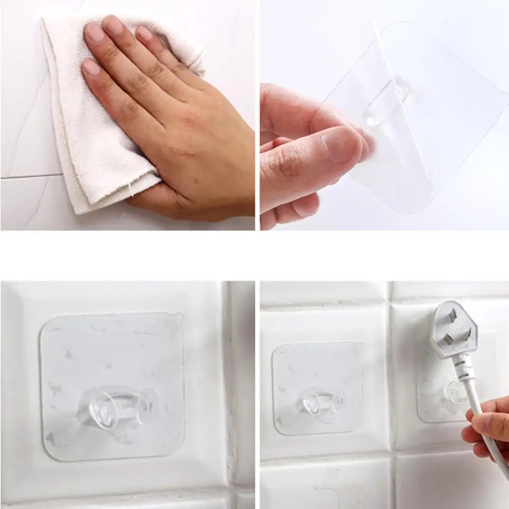 Крючки самоклеящиеся прозрачные прочные 10 шт. полезные плотные пластиковые для