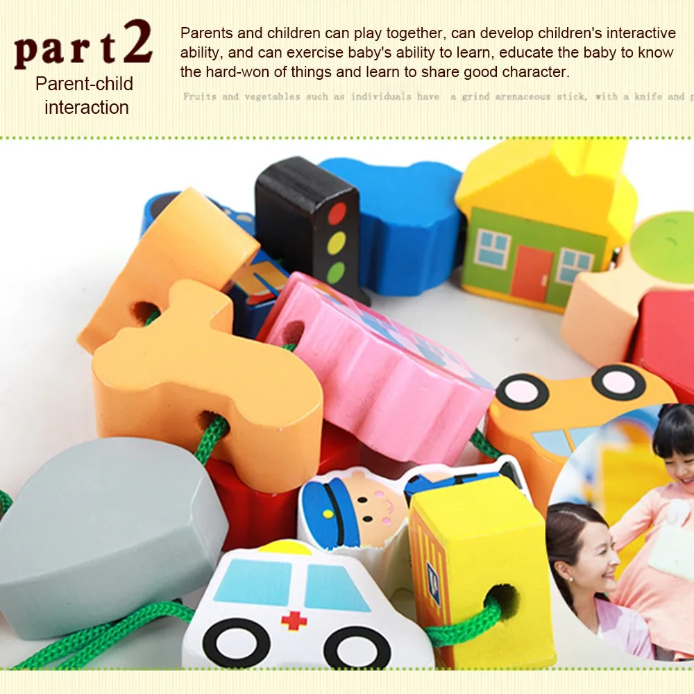 Резьбонарезные блоки деревянные игрушки Diy образовательные мультфильм