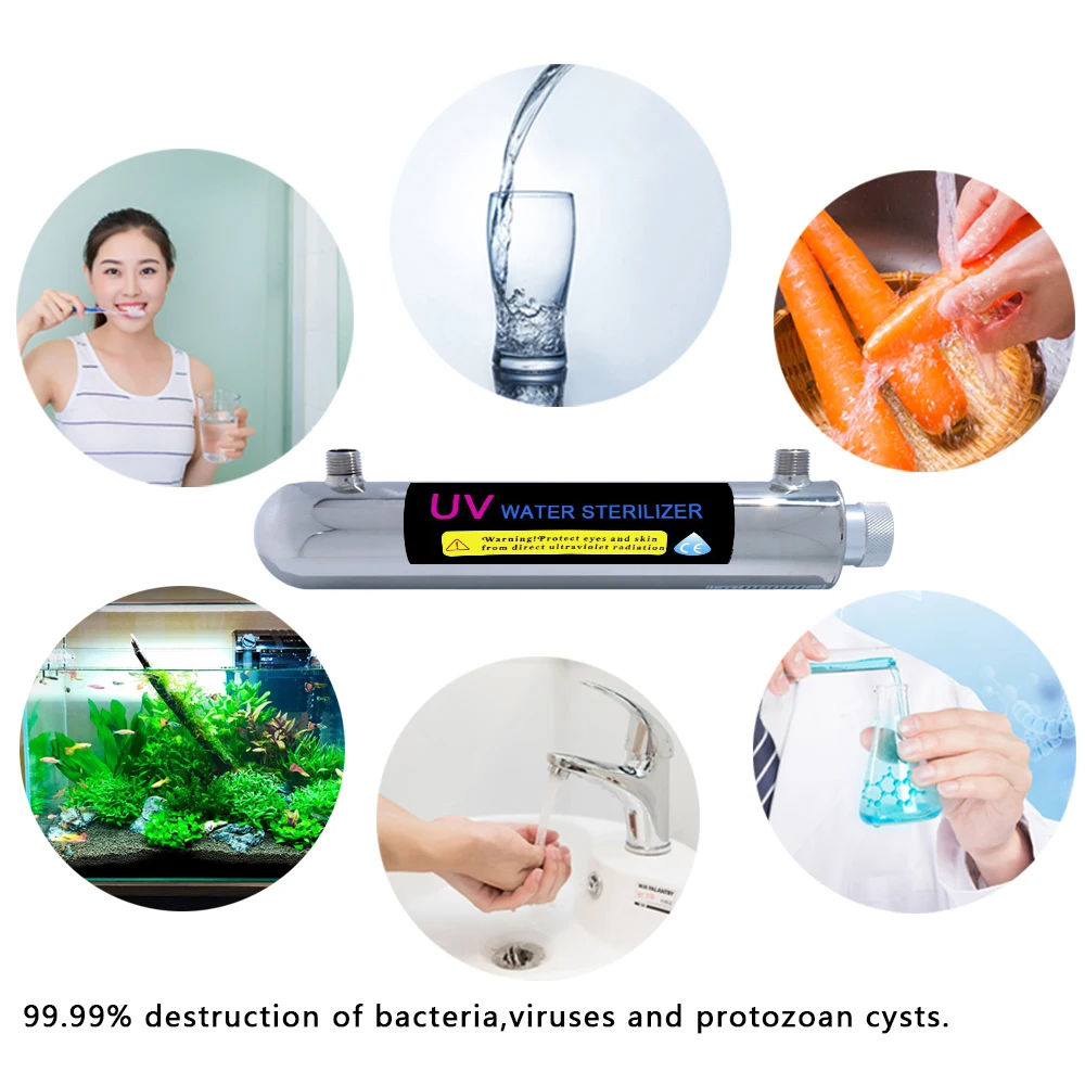 

Boerray 2gpm Water UV Disinfection Sterilizer Purification System for Household Water Filter 16W