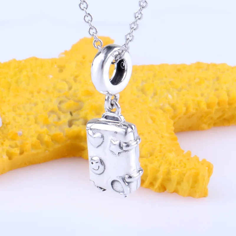 

Hot S925 Sterling Silver Suitcase Fashion Pendant Diy Bracelet For Girlfriend