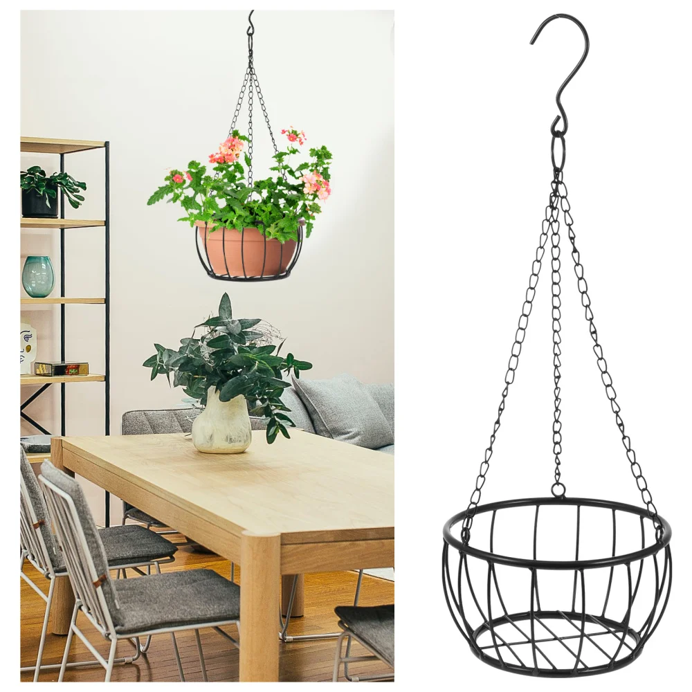 

1 Pc Multipurpose Flowerpot Basket Exquisite Flowerpot Hanger (Black,)