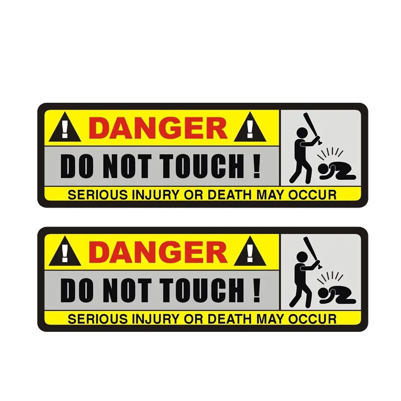 

Personalized Warning Sign DANGER Car Sticker Funny DO NOT TOUCH PVC Decorate Vinyl Decal 2pcs