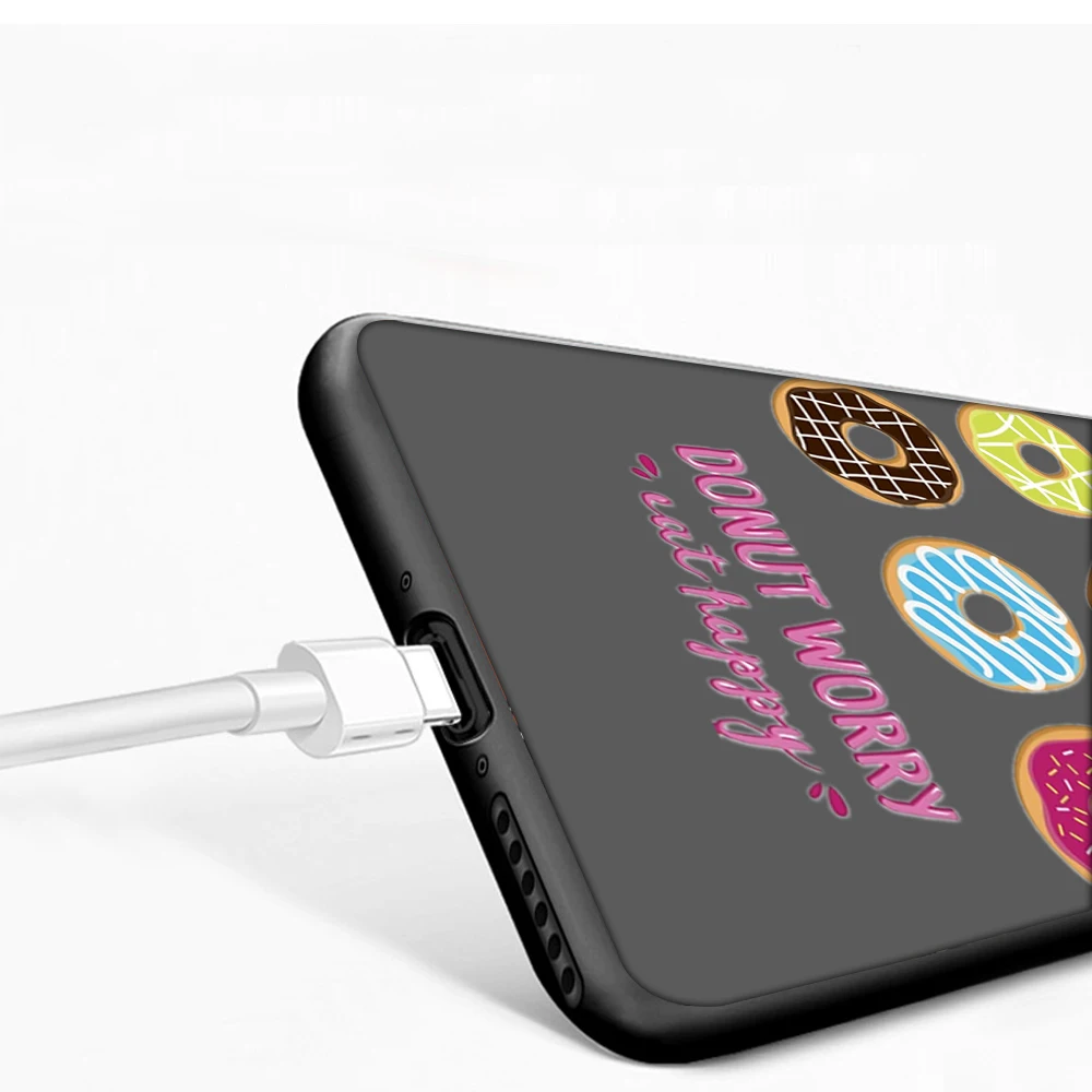 

Vogue Donut Case for Xiaomi Mi Note 11 10T A3 9 9T 8 for Redmi Note 9 9S 8T 8 K30S 9i 9A 9C 8A Pro Lite Ultra Black Silicone