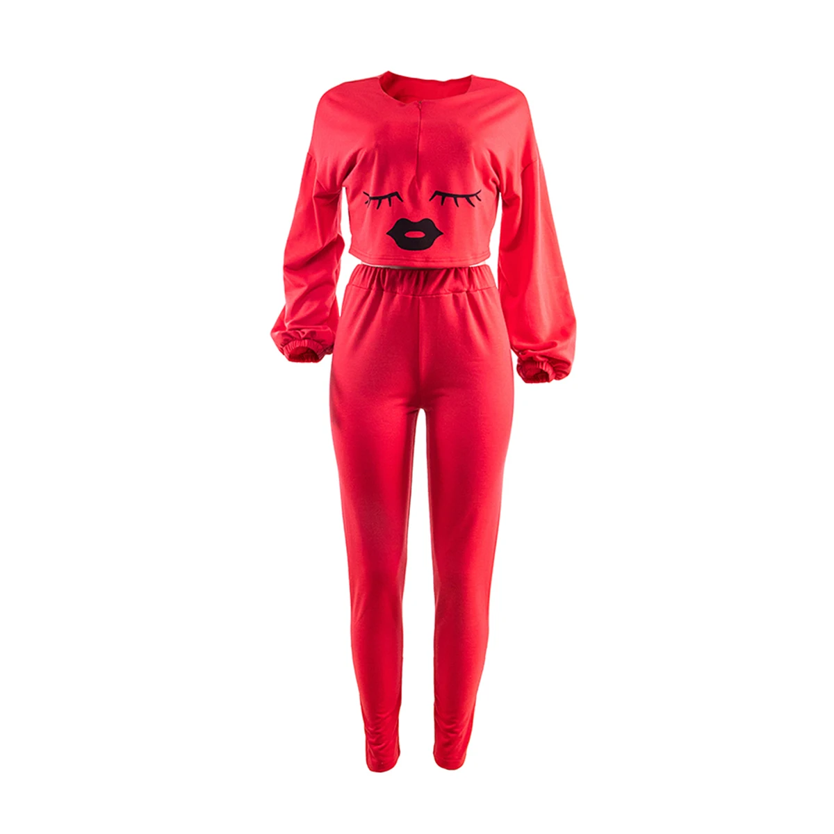 

Women's Shirt, Jogger Trousers Suit, Elastic Home Gym Split V-Neck Cartoon Printed Top Tight Pants