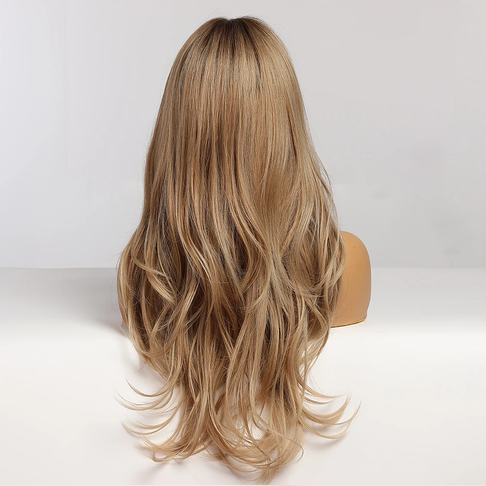 Длинные волнистые парики черного и коричневого цвета с светлыми бликами Косплей