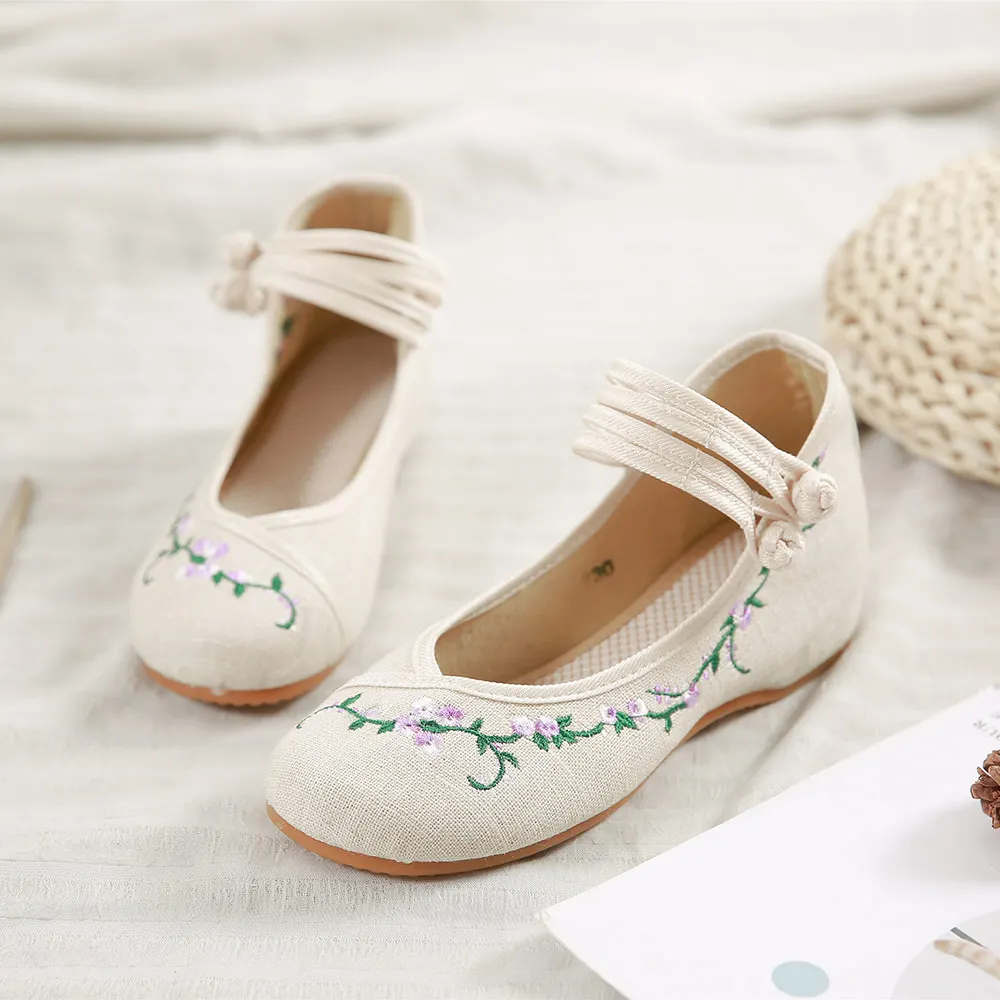 Женские холщовые балетки Veowalk с цветочным принтом из хлопчатобумажной ткани на