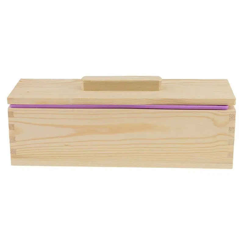 

DIY Handmade Soap Silicone Mold - Rectangular Soap Mold with Wooden Box and Wooden Lid - purple + wood, 900ml