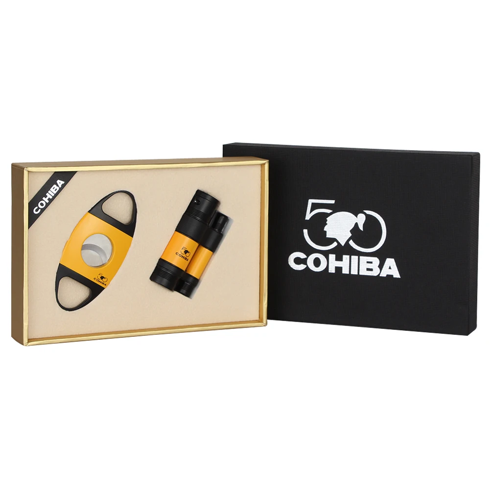 Набор аксессуаров для сигар COHIBA металлическая зажигалка резак Бутановая фонарь