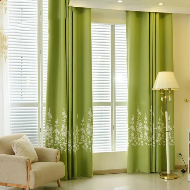 Зеленые занавески с вышивкой вуаль курьерские современные гостиной