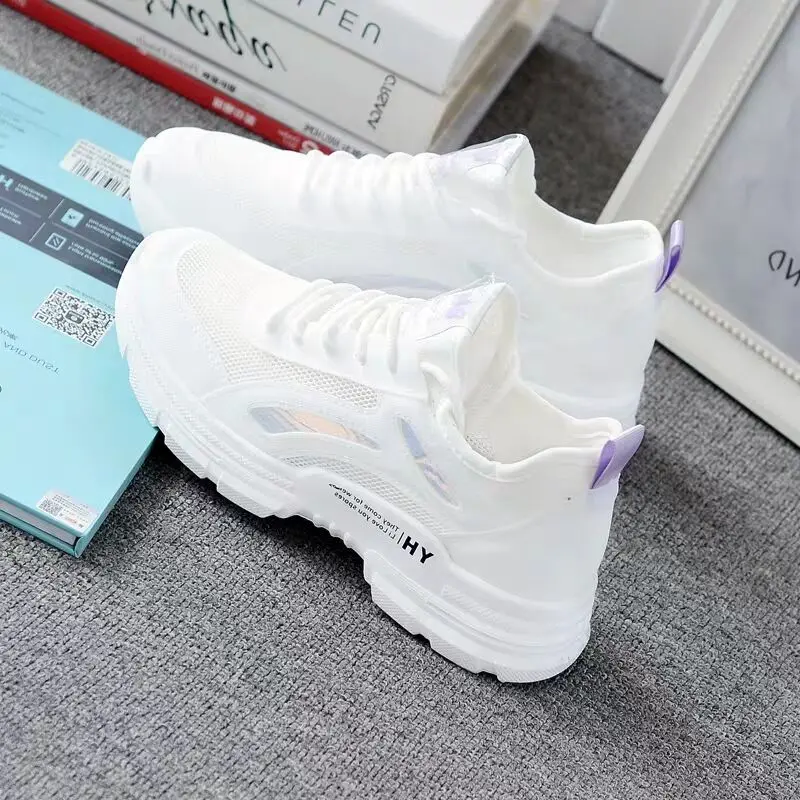 

2021 New Casual Women Shoes Fashion Lace Up Walking Flat Shoes White Sneakers Women Breathable Mesh Women Shoes Tenis Feminino