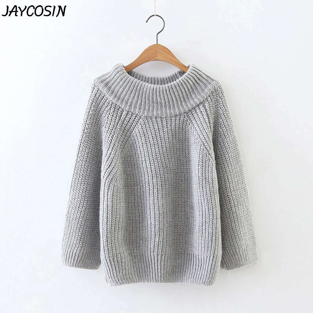 JAYCOSIN женские свитера с круглым вырезом и длинным рукавом однотонный вязаный