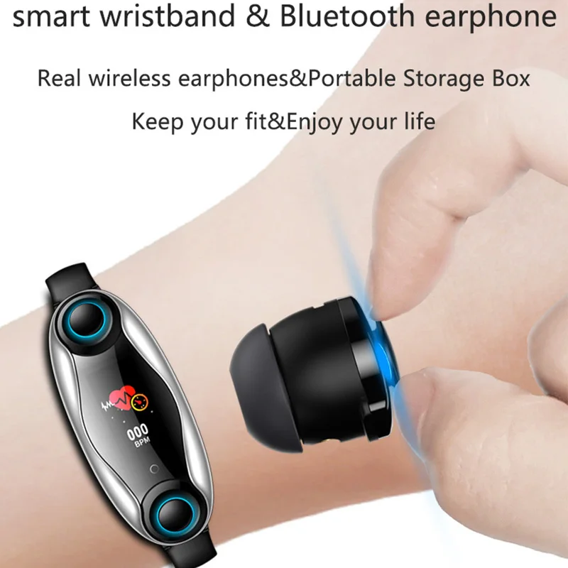 T90 смарт-браслет TWS Bluetooth наушники 2 в 1 фитнес-браслет 5 0 чип мужские и женские