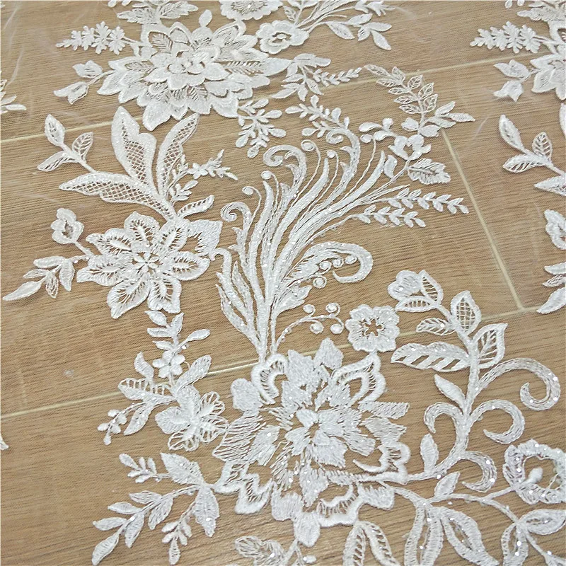 Модная французская кружевная ткань с блестками шириной 130 см кружевное платье