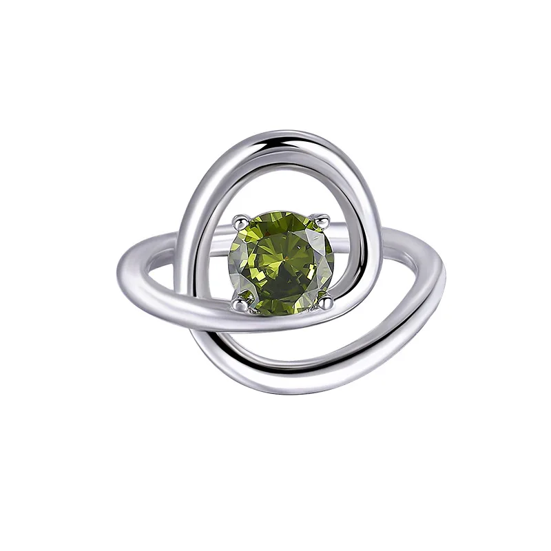 

Women's Fashion Jewelry Adjustable Design 925 Sterling Silver Ring Hollow Olive Green Zircon INS Rings For Women 2022 Style1
