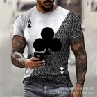 Мужская футболка с коротким рукавом, Повседневная облегающая футболка с принтом покера, лето 2021