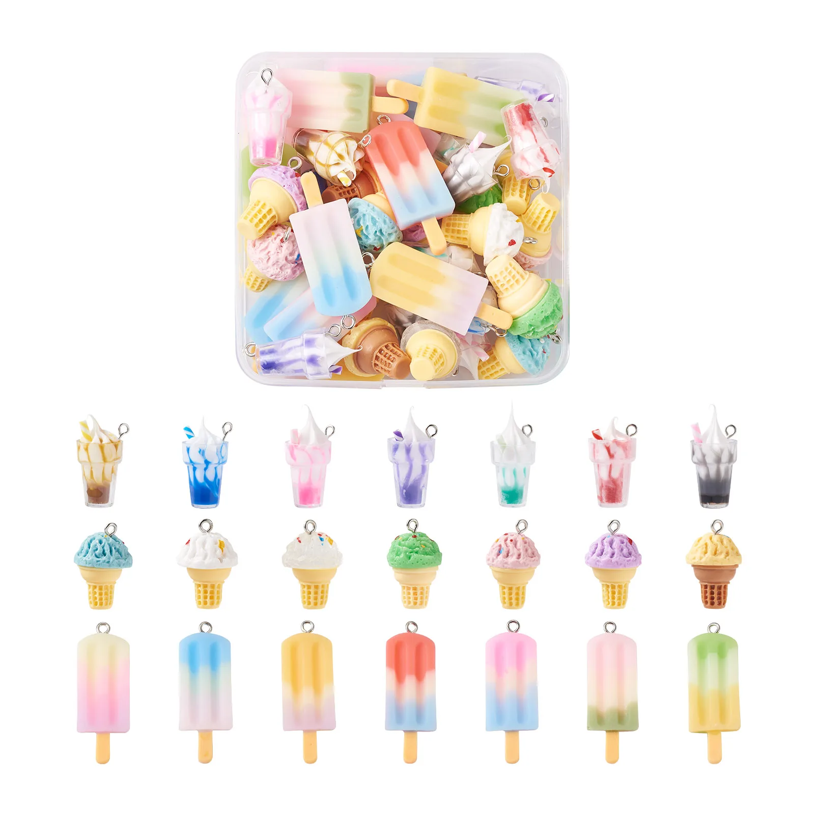 

1 Box Candy Bear Lollipop Colorful Opaque Resin Pendants Keychain Phone Rope Earrings Charms DIY Cute Jewelry Handmade Findings