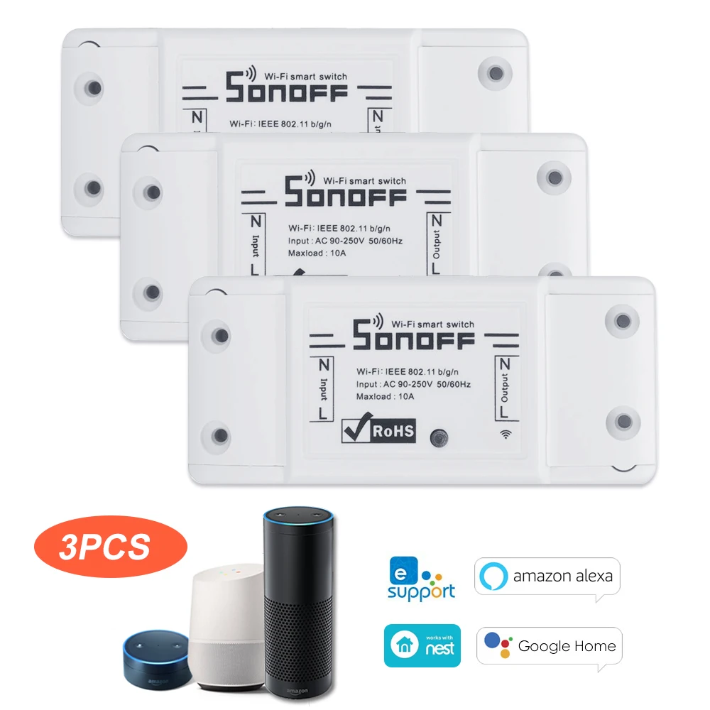 SONOFF Basic 30 шт. Wifi переключатель для Alexa Google Home Timer DIY беспроводной пульт