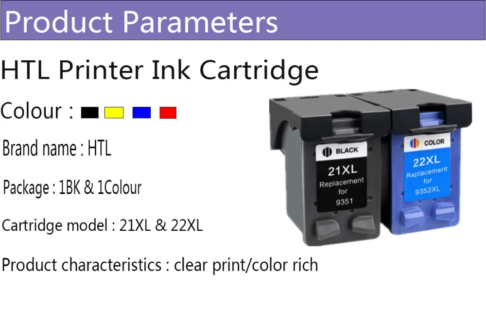HTL чернильный картридж Замена для hp 21 hp 21 для hp 21xl чернилами hp Deskjet F380 F2180 F2280 F4180 F4100 F2100 F2200 F300
