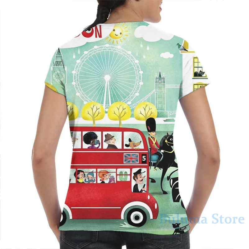 Счастливый Лондон Мужская футболка для женщин со сплошным принтом Модная