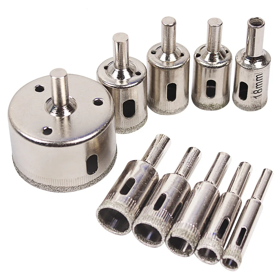New 10pcs Diamond Tool Drill Bit Hole Saw Set For Glass Ceramic Marble 6-50mm Pro High Quality Drills Sets | Инструменты