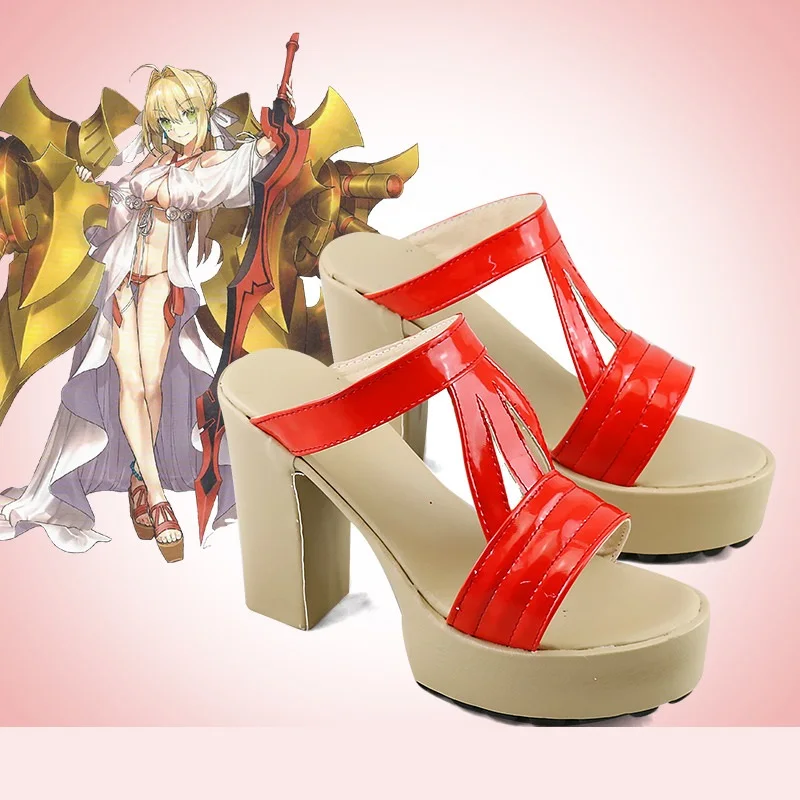 

Unisex Anime Cos Fate Nero Claudius Red Saber Cosplay Costumes Boots Shoes Halloween Christmas Party Custom Made Size