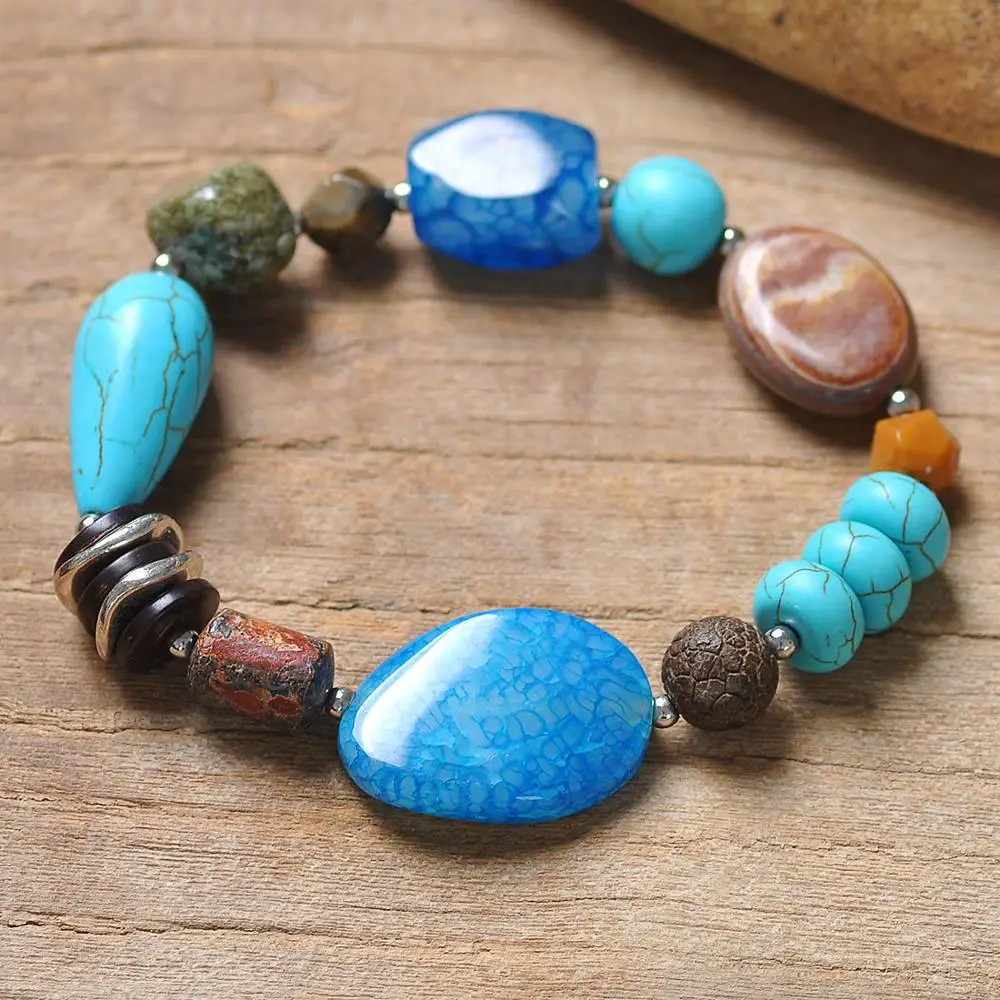 Радужный цвет различные формы натуральный камень Бусины Браслет Подвески