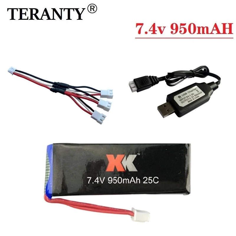 

7.4V 950mAh Lipo Battery with charger For WLtoys XK X251 RC Quadcopter Helicopter Spare Parts for 7.4v drone battery