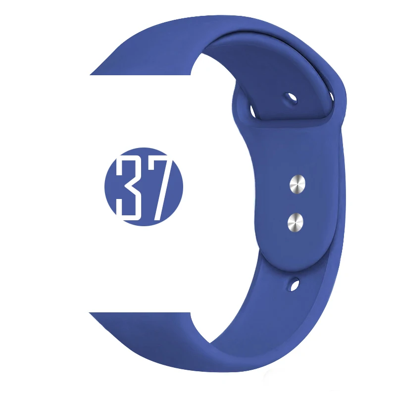 37 Delft Blue Цветной мягкий силиконовый спортивный ремешок для Apple Watch Series 5 4 3 2 1 38 мм 42 мм резиновый ремешок для часов iWatch 5 4 40 мм 44 мм - Цвет ремешка: 37 Delft Blue