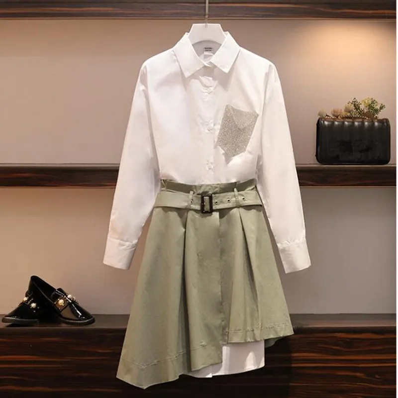 Размера плюс L-4XL повседневный комплект из двух предметов для женщин Новая Стразы