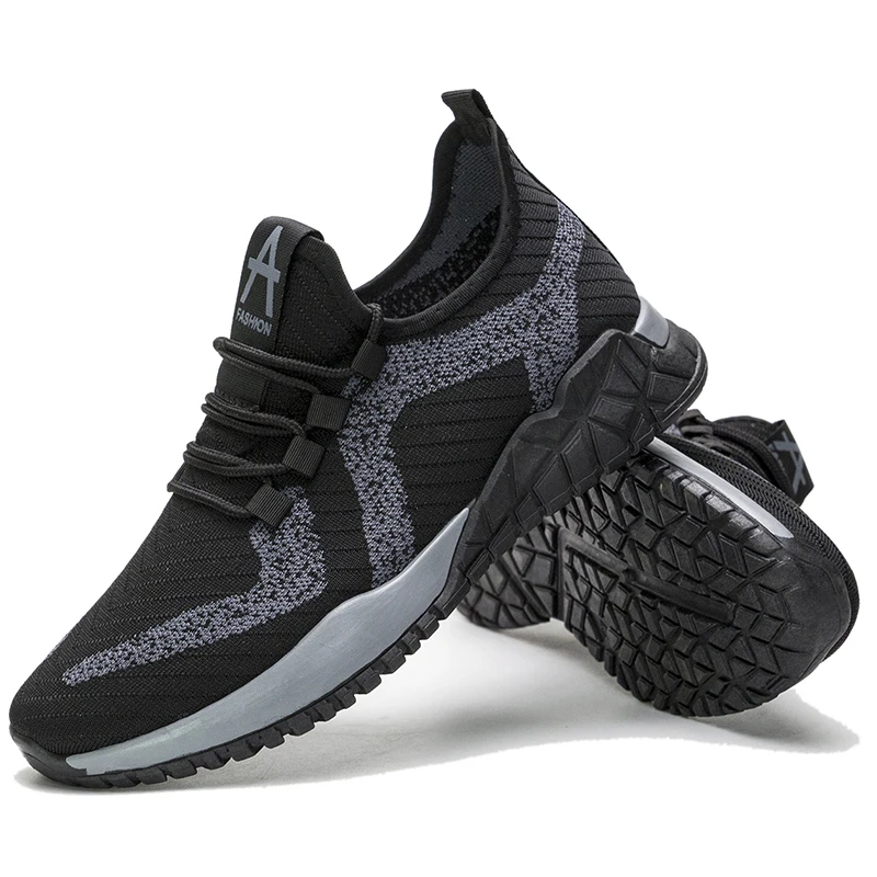 Men Knitting Mesh Breathable Flat Heel Shoes Sport Running Casual High Quality Sneakers Trade Cross- Men's | Обувь