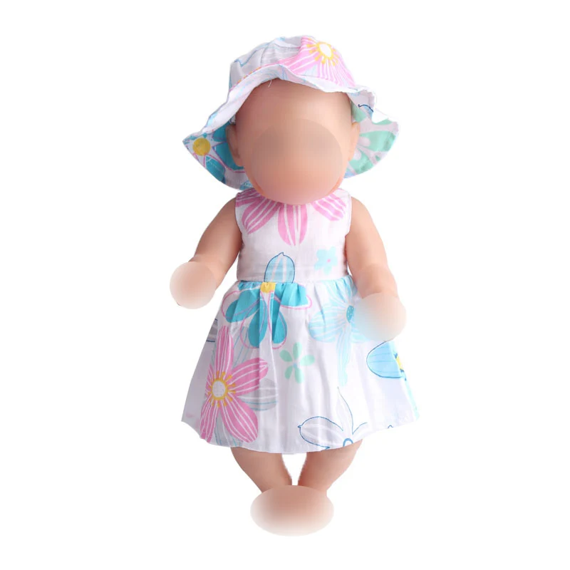 43 см Детские куклы платье для новорожденных летнее с принтом + шляпа от солнца