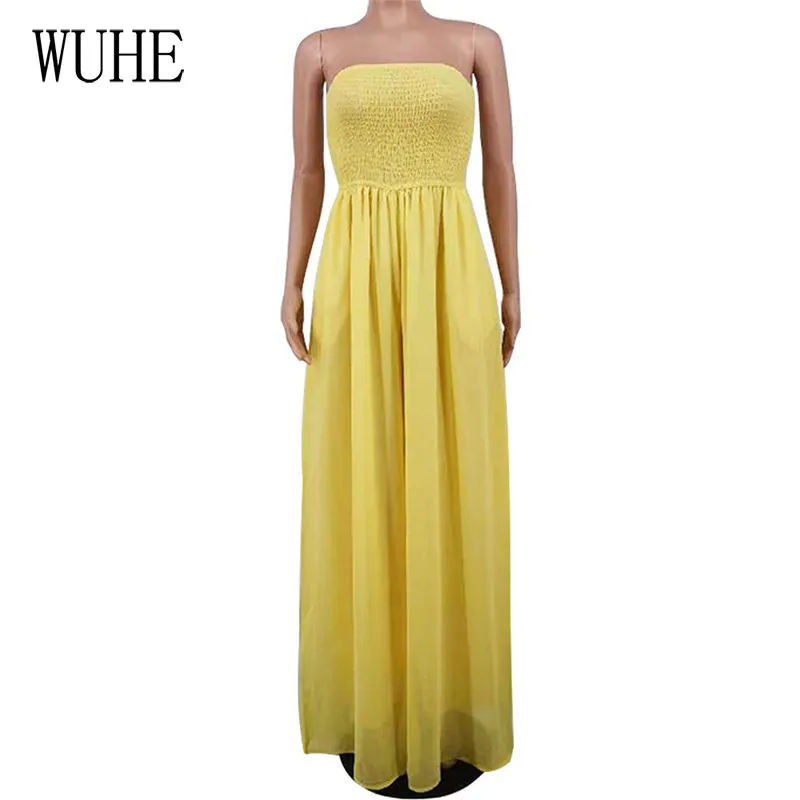 

WUHE Off Shoulder Wide Leg Jumpsuits Sleeveless Breast Wrap Loose Backless Hollow Out Pockets Streetwear Party Casual Overalls