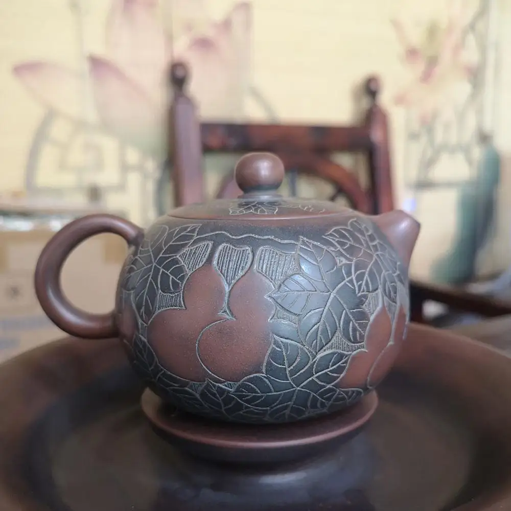 Nixing Clay Teapot filter Xishi Tea Pot Beauties Handmade Carving Gourd Customized Gifts with Natural Healthy Pottery | Дом и сад