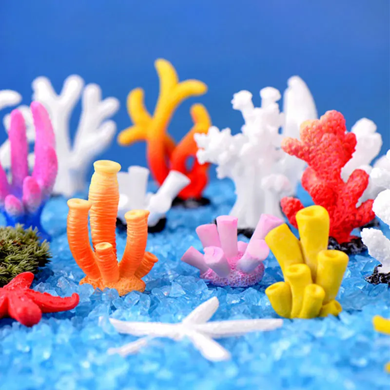Разноцветный Искусственный аквариум мини коралловый риф украшение для