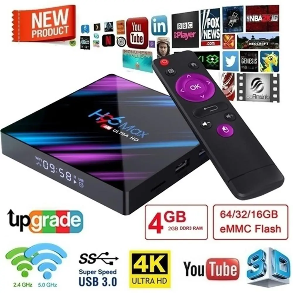 H96 MAX Smart tv Box Android 9 0 медиаплеер 4K Google голосовой помощник 4 Гб 64 USB 3 Поддержка HDMI 2 HD