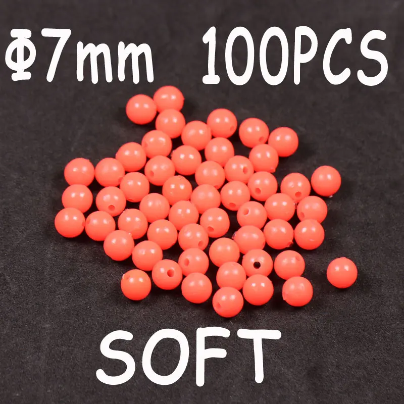 7x7mm 100pcs red 100 шт зеленые красные круглые мягкие резиновые светящиеся бусины для рыбалки светящиеся донные поводки шары рыболовные снасти Соблазнительные аксессуары - Цвет: 7x7mm 100pcs red