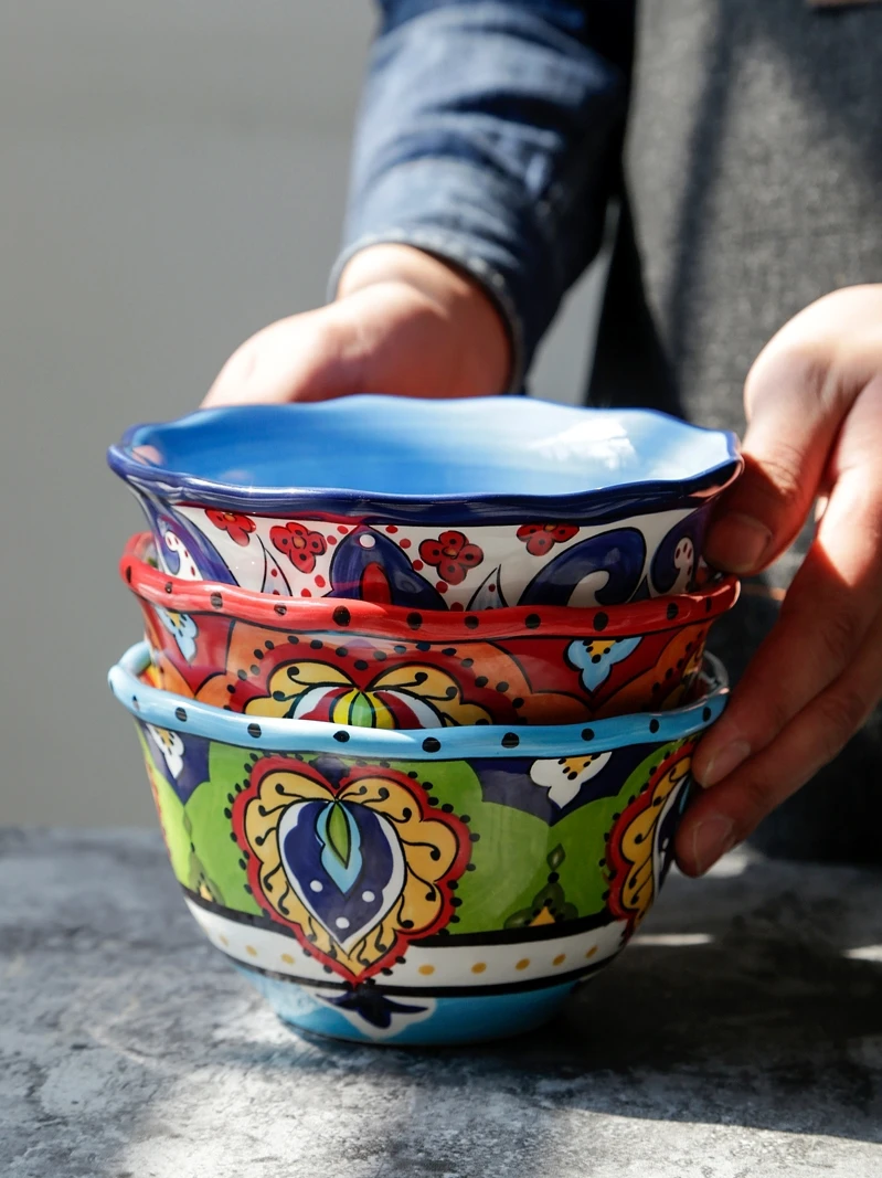 Посуда чистая красная чаша керамическая Чужеродная Салатница для домашнего