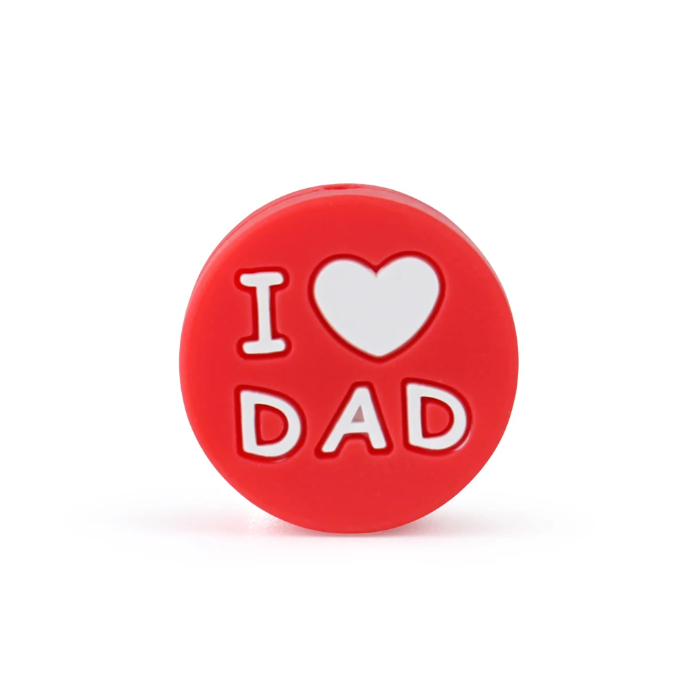 DAD 04 Keep& Grow 5 шт. круглые силиконовые бусы I Love Mom/Dad Детские бусины для прорезывания зубов DIY соски зажимы для прорезывания зубов игрушки грызун Детские Прорезыватели - Цвет: DAD 04